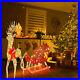 LED Christmas Golden Elk Deer +Red Sled Statue Set Glowing Garden Decoration US
