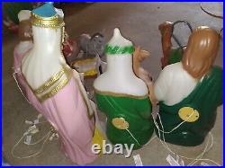 Large 36 Vintage 12 Piece Lighted Christmas Blow Mold Nativity Set with CAMEL