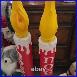 Large Blow Mold Christmas Candle Outdoor Yard Decor Red Yellow White Pair