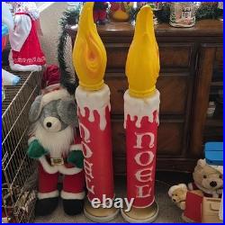 Large Blow Mold Christmas Candle Outdoor Yard Decor Red Yellow White Pair