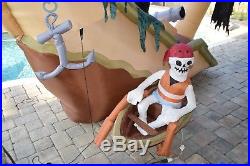 Large Gemmy Halloween Inflatable Sinking Skeleton Pirate Ship Light Up Animated