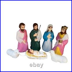 Large Vintage Piece Lighted Christmas Blow Mold Nativity Set