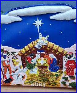 Lidco Vintage Huge Blow Mold 3D Lighted Nativity Christmas Scene Box 46x28