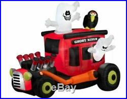 Lighted Inflatable Airblown Animated Ghost Rider Hot Rod Halloween Yard Decor