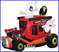 Lighted Inflatable Airblown Animated Ghost Rider Hot Rod Halloween Yard Decor