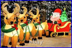 Lighted Inflatable Santa Claus and Reindeer Christmas Decoration 9ft