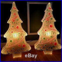 Lot 2 NEW Vintage HTF 28 Don Featherstone Gingerbread Christmas Tree Blow Mold