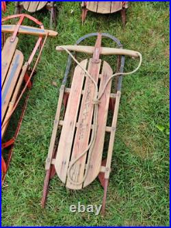 Lot Of 11 Metal Wood Wooden Snow Sled Sleigh Flexible Flyer Christmas Display