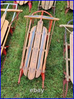 Lot Of 11 Metal Wood Wooden Snow Sled Sleigh Flexible Flyer Christmas Display