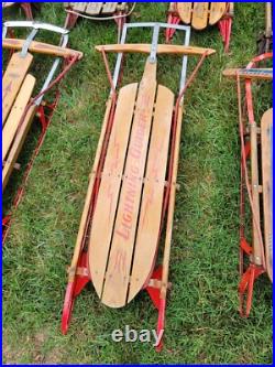 Lot Of 11 Metal Wood Wooden Snow Sled Sleigh Flexible Flyer Christmas Display