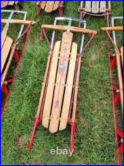 Lot Of 11 Metal Wood Wooden Snow Sled Sleigh Flexible Flyer Christmas Display