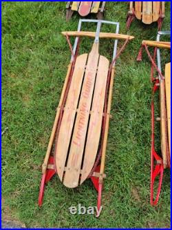 Lot Of 11 Metal Wood Wooden Snow Sled Sleigh Flexible Flyer Christmas Display