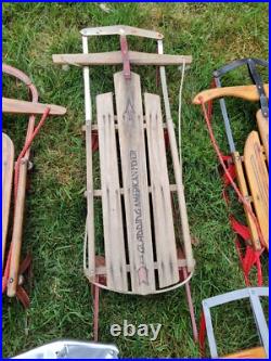 Lot Of 11 Metal Wood Wooden Snow Sled Sleigh Flexible Flyer Christmas Display Lot Of 11 Metal Wood Wooden Snow Sled Sleigh Flexible Flyer Christmas Display