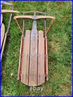Lot Of 11 Metal Wood Wooden Snow Sled Sleigh Flexible Flyer Christmas Display