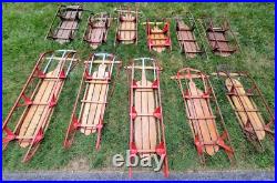 Lot Of 11 Metal Wood Wooden Snow Sled Sleigh Flexible Flyer Christmas Display