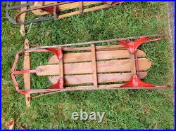 Lot Of 11 Metal Wood Wooden Snow Sled Sleigh Flexible Flyer Christmas Display