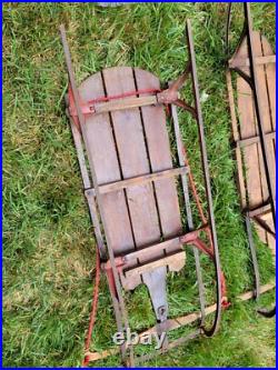Lot Of 11 Metal Wood Wooden Snow Sled Sleigh Flexible Flyer Christmas Display