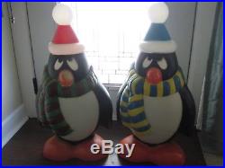 Lot of 2 29 Penguin Blow Mold Chilly Willy red / green & blue / yellow scarf