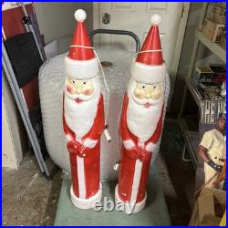 Lot of 2 VTG 39 Don Featherstone Pencil SANTA Christmas Lighted BLOW MOLD