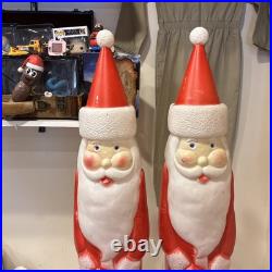Lot of 2 VTG 39 Don Featherstone Pencil SANTA Christmas Lighted BLOW MOLD