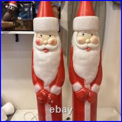 Lot of 2 VTG 39 Don Featherstone Pencil SANTA Christmas Lighted BLOW MOLD