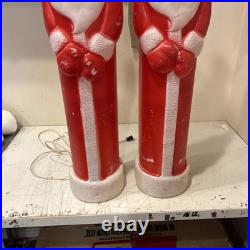 Lot of 2 VTG 39 Don Featherstone Pencil SANTA Christmas Lighted BLOW MOLD