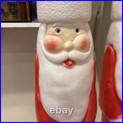 Lot of 2 VTG 39 Don Featherstone Pencil SANTA Christmas Lighted BLOW MOLD