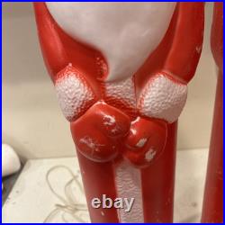 Lot of 2 VTG 39 Don Featherstone Pencil SANTA Christmas Lighted BLOW MOLD