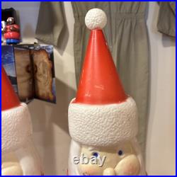 Lot of 2 VTG 39 Don Featherstone Pencil SANTA Christmas Lighted BLOW MOLD