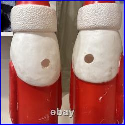 Lot of 2 VTG 39 Don Featherstone Pencil SANTA Christmas Lighted BLOW MOLD