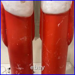 Lot of 2 VTG 39 Don Featherstone Pencil SANTA Christmas Lighted BLOW MOLD