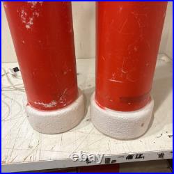 Lot of 2 VTG 39 Don Featherstone Pencil SANTA Christmas Lighted BLOW MOLD