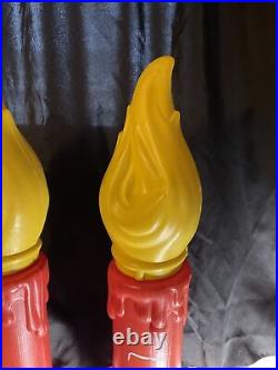 Lot of 2 Vintage 1969 Empire Plastic Blow Mold Christmas Light Up Candles 38