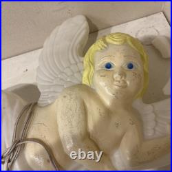 Lot of 2 Vtg. 1997 Don Featherstone Union Blow Mold Cherub Cupid Winged Angel