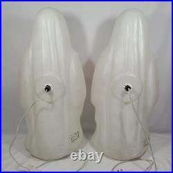 Lot of 2 Vtg Empire Halloween Blow Mold Ghost Holding Skull & Pumpkin Light 23