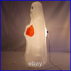 Lot of 2 Vtg Empire Halloween Blow Mold Ghost Holding Skull & Pumpkin Light 23