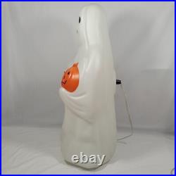 Lot of 2 Vtg Empire Halloween Blow Mold Ghost Holding Skull & Pumpkin Light 23