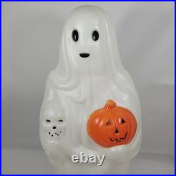 Lot of 2 Vtg Empire Halloween Blow Mold Ghost Holding Skull & Pumpkin Light 23