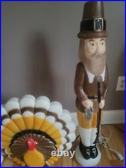 Lot of 3 Union Don Featherstone Vintage Thanksgiving Blow Molds Pilgrims Turkey