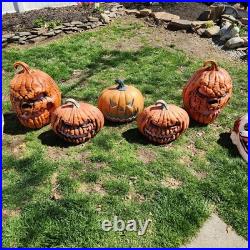 Lot of 7 Halloween Decorations, Holographic Light Up Pumpkins, Blow Molds