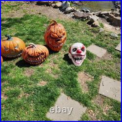 Lot of 7 Halloween Decorations, Holographic Light Up Pumpkins, Blow Molds