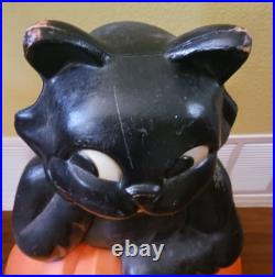 Lrg! Vntage Halloween Blow Mold Black Cat On A Pumpkin 35tall -shipping Info