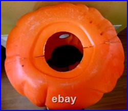 Lrg! Vntage Halloween Blow Mold Black Cat On A Pumpkin 35tall -shipping Info