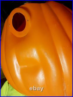Lrg! Vntage Halloween Blow Mold Black Cat On A Pumpkin 35tall -shipping Info