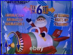 NEW 2009 Gemmy 6' Animated Airplane Santa Christmas Lighted Inflatable Airblown