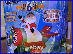 NEW 2009 Gemmy 6' Animated Airplane Santa Christmas Lighted Inflatable Airblown