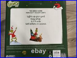 NEW! 6.5ft Grinch & Max Sleigh Christmas Inflatable Self-Inflates Indoor Outdoor