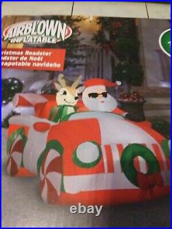NEW 6' airblown roadster car Santa reindeer Christmas lights up inflatable Gemmy