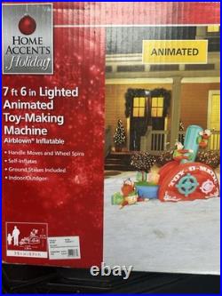 NEW 7.5' Lighted GEMMY Christmas Santa Toy Making Machine Inflatable Airblown