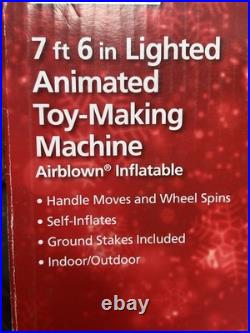 NEW 7.5' Lighted GEMMY Christmas Santa Toy Making Machine Inflatable Airblown